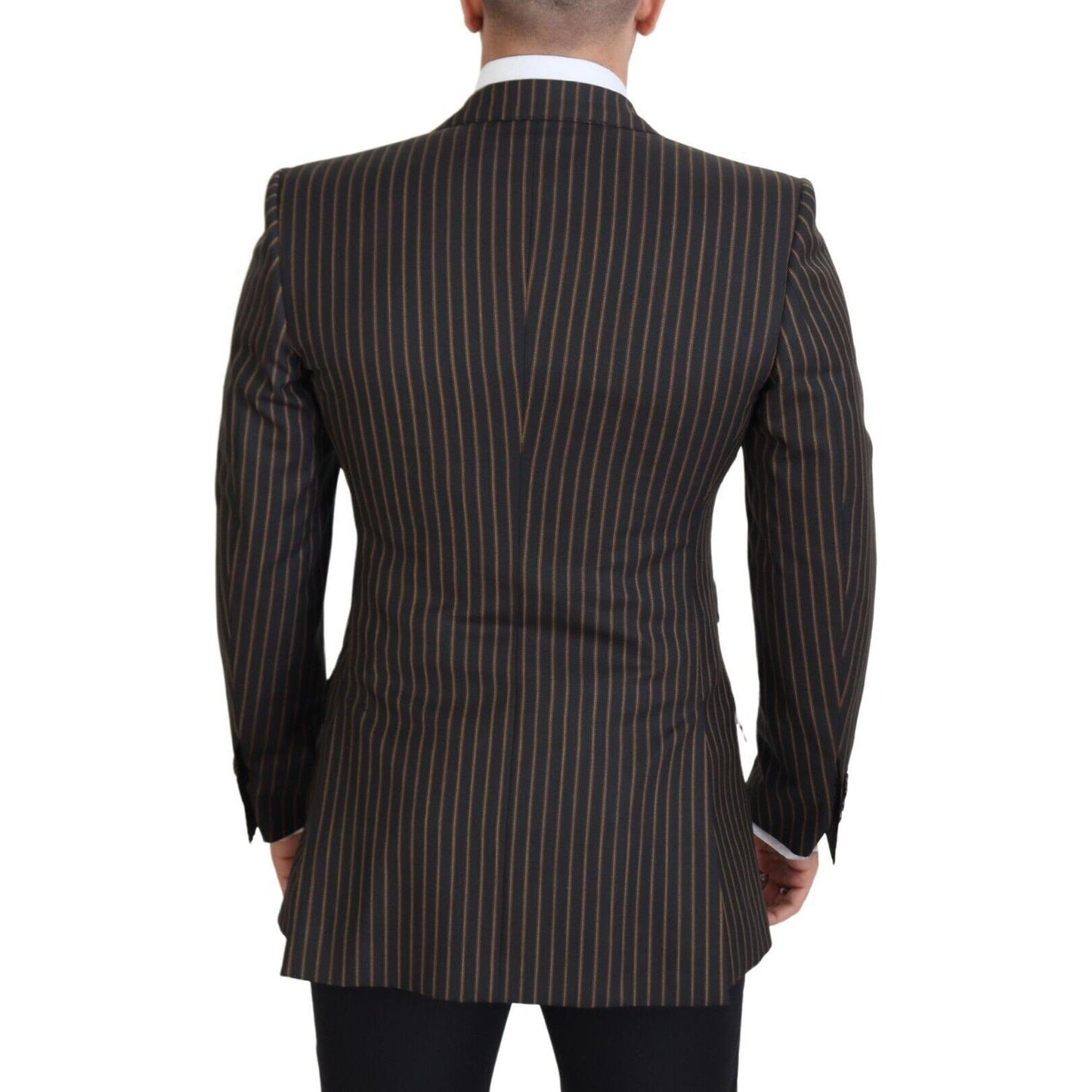 Dolce & Gabbana Dark Gray Stripes Single Breasted Blazer