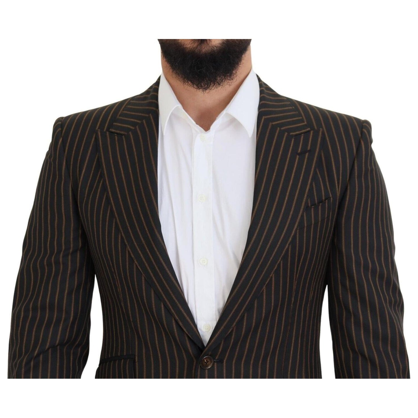 Dolce & Gabbana Dark Gray Stripes Single Breasted Blazer