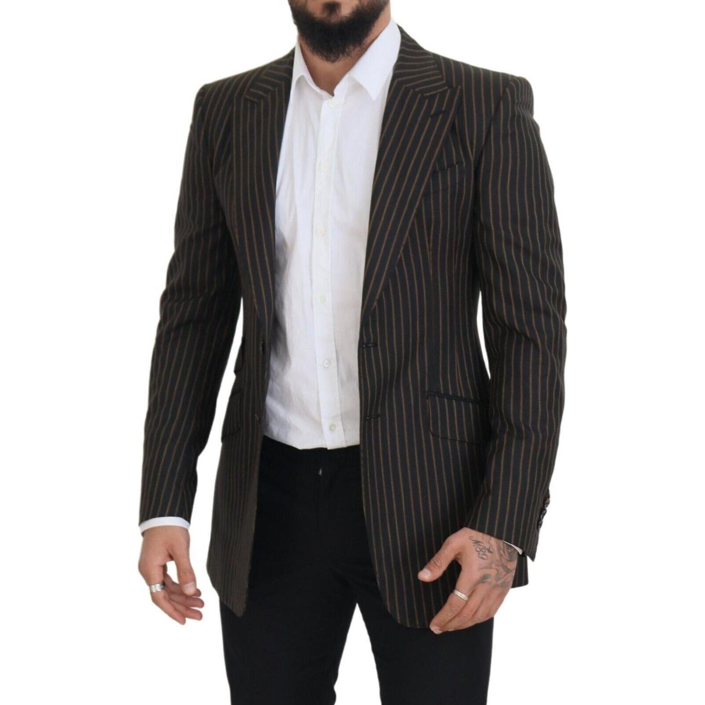 Dolce & Gabbana Dark Gray Stripes Single Breasted Blazer
