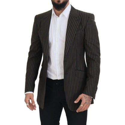 Dolce & Gabbana Dark Gray Stripes Single Breasted Blazer