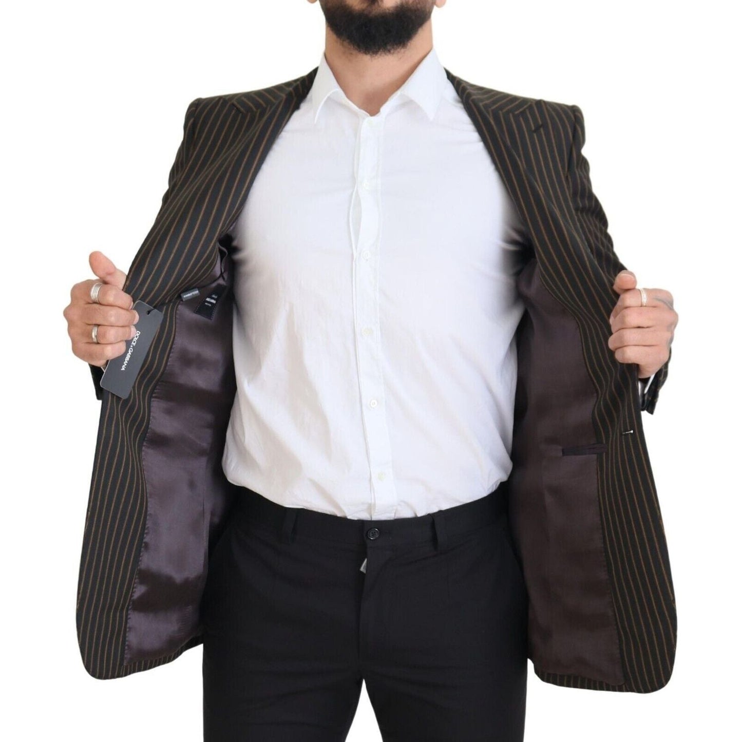 Dolce & Gabbana Dark Gray Stripes Single Breasted Blazer