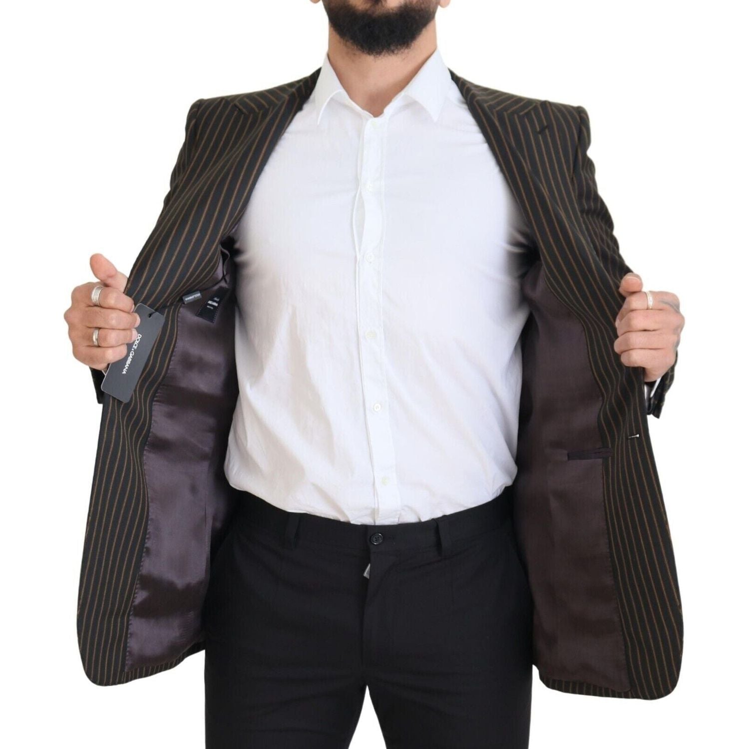 Dolce & Gabbana Dark Gray Stripes Single Breasted Blazer