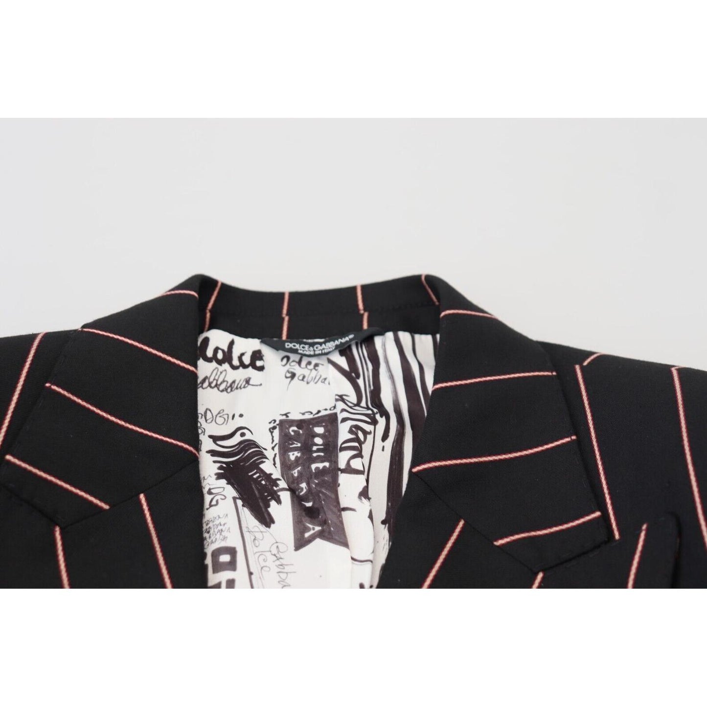 Dolce & Gabbana Dark Gray Stripes Viscose Double Breasted Blazer
