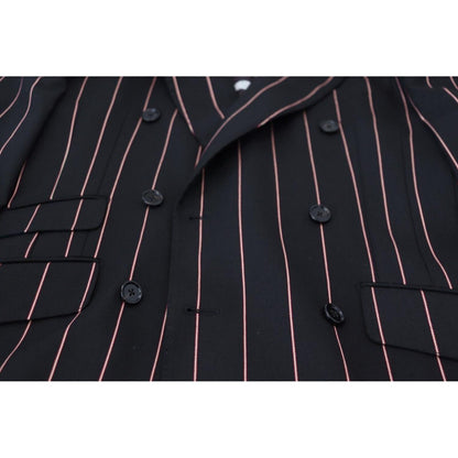 Dolce & Gabbana Dark Gray Stripes Viscose Double Breasted Blazer