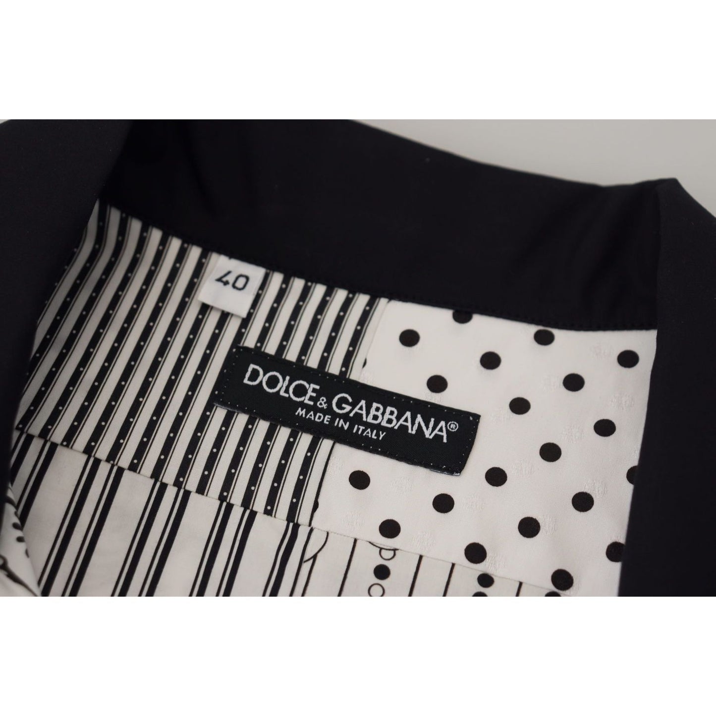 Dolce & Gabbana White Black Patterned Button Down Shirt