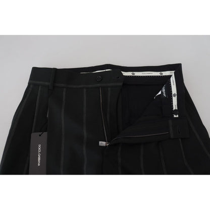Dolce & Gabbana Black Striped Men Trousers Cotton Pants