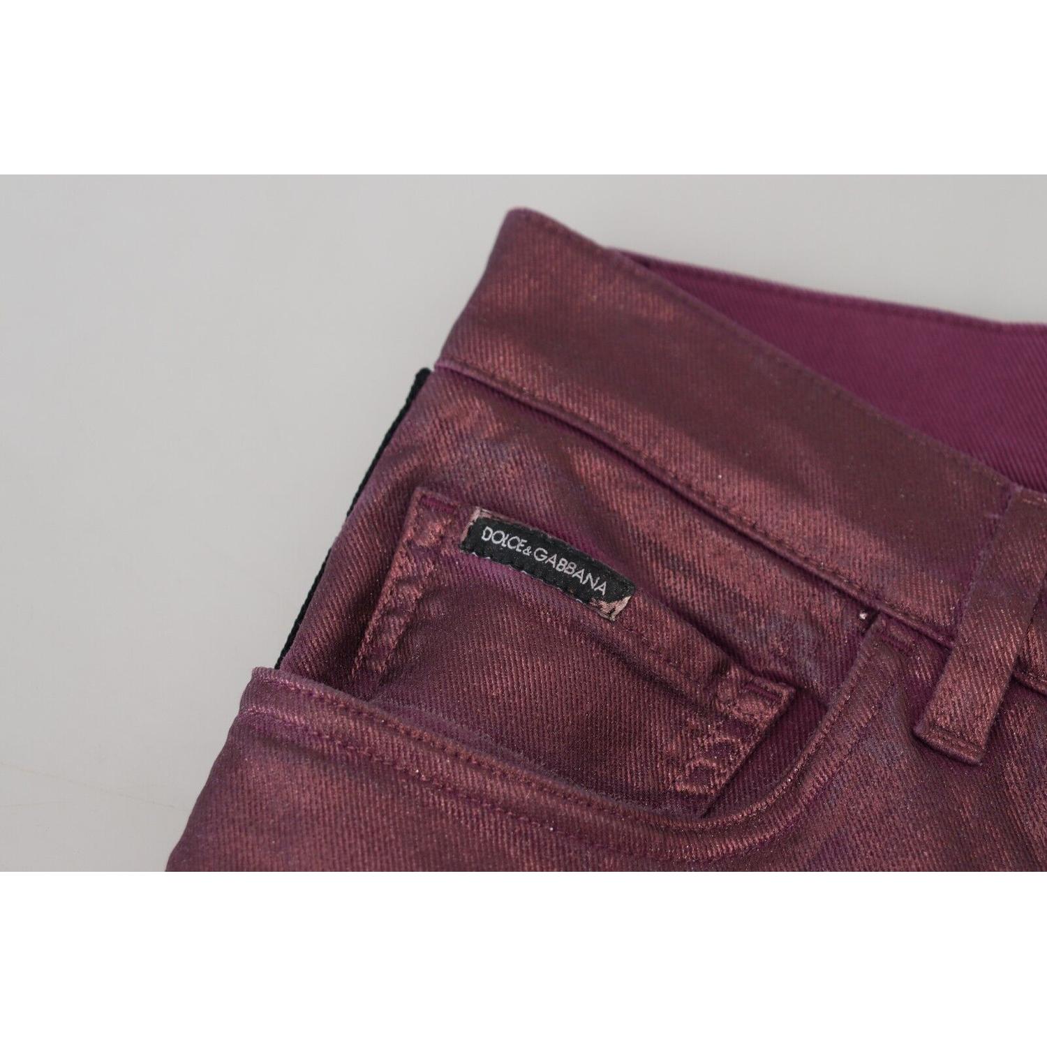 Dolce & Gabbana Magenta Cotton Men Casual Harness Denim Jeans