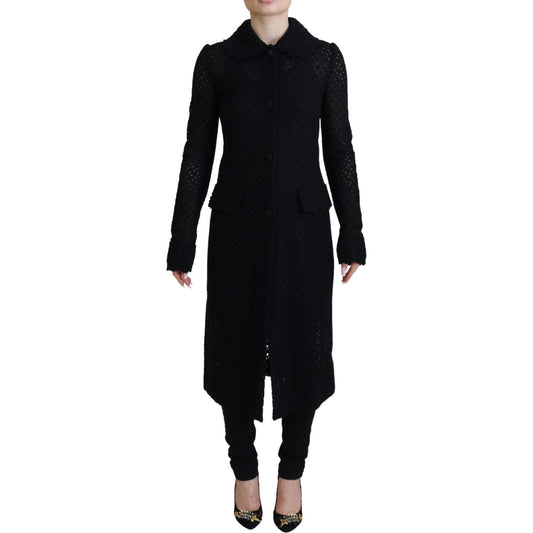 Dolce & Gabbana Black Button Down Long Blazer Cotton Jacket JKT3505 - 40
