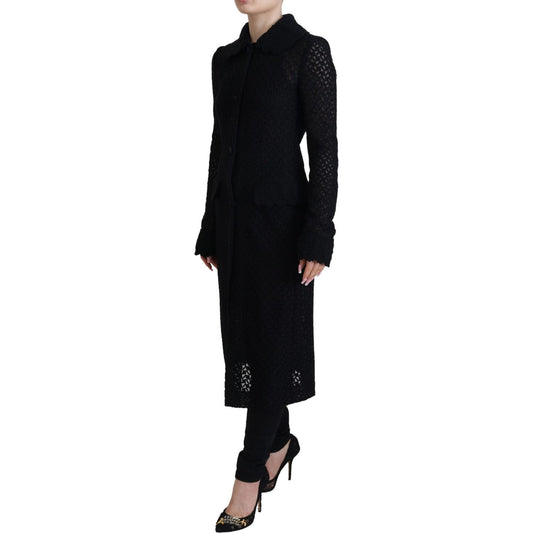 Dolce & Gabbana Black Button Down Long Blazer Cotton Jacket JKT3505 - 40