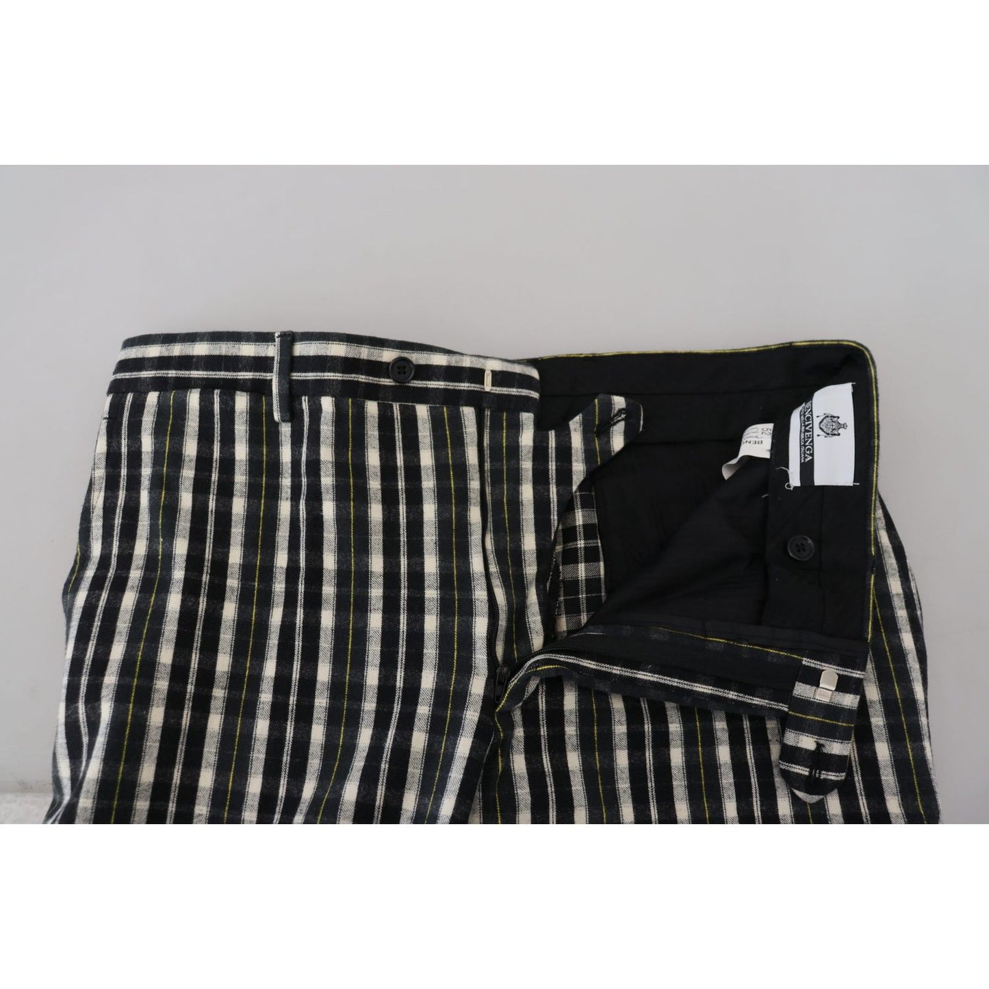 BENCIVENGA Black Checkered Cotton Casual Pants1728,67345645728,BENCIVENGA,Black,Casual Pants - Pants - Clothing,Clothing,IT46 | S,Jeans & Pants - Men - Clothing,Material: 80% Cotton 20% Elastane,Men,Men - Clothing,New with tags,Pants - Clothing