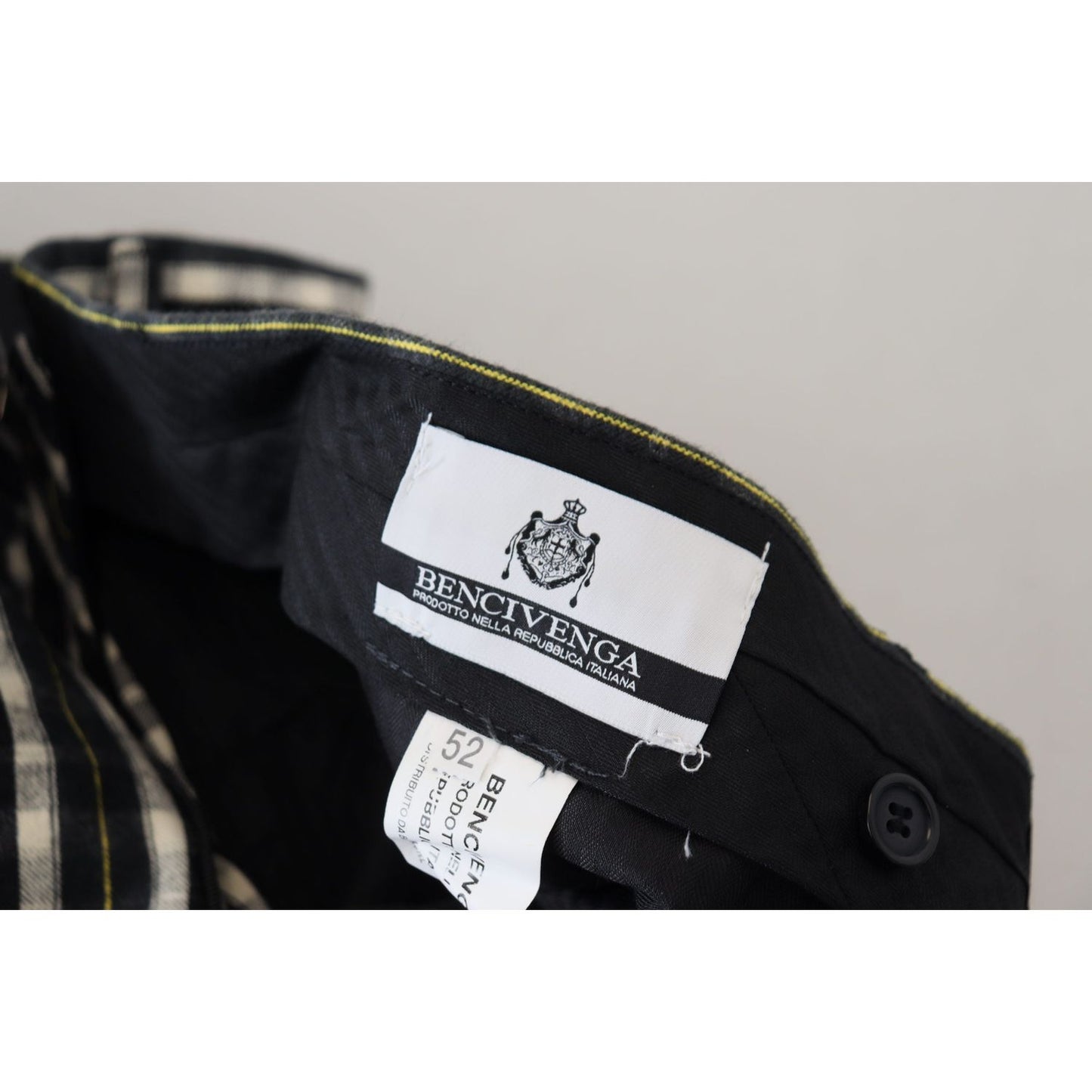 BENCIVENGA Black Checkered Cotton Casual Pants1728,67345645728,BENCIVENGA,Black,Casual Pants - Pants - Clothing,Clothing,IT46 | S,Jeans & Pants - Men - Clothing,Material: 80% Cotton 20% Elastane,Men,Men - Clothing,New with tags,Pants - Clothing