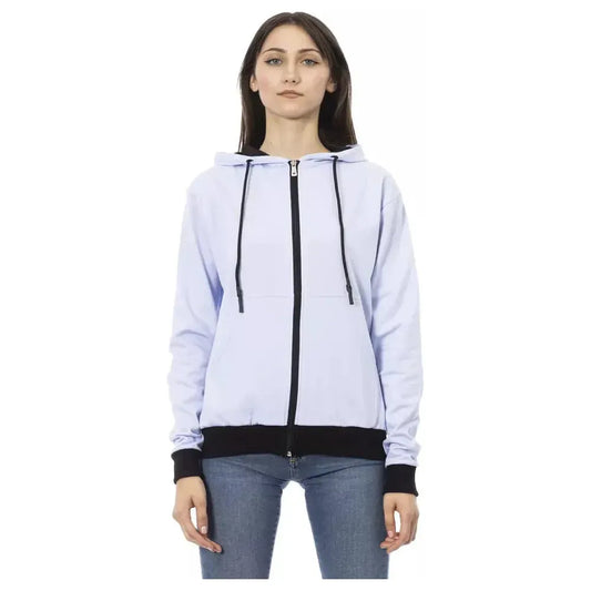 Baldinini Trend Purple Cotton Women Sweater With Adjustable Hood