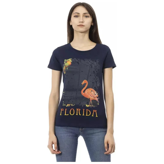 Trussardi Action Blue Cotton Women T-Shirt TR-23031-XS