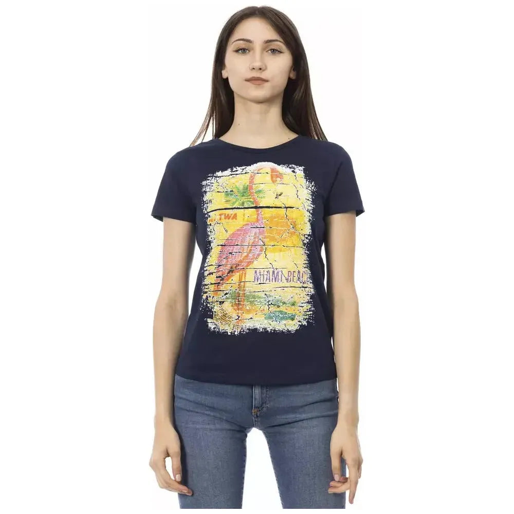 Trussardi Action Blue Cotton Women T-Shirt TR-23027-XS