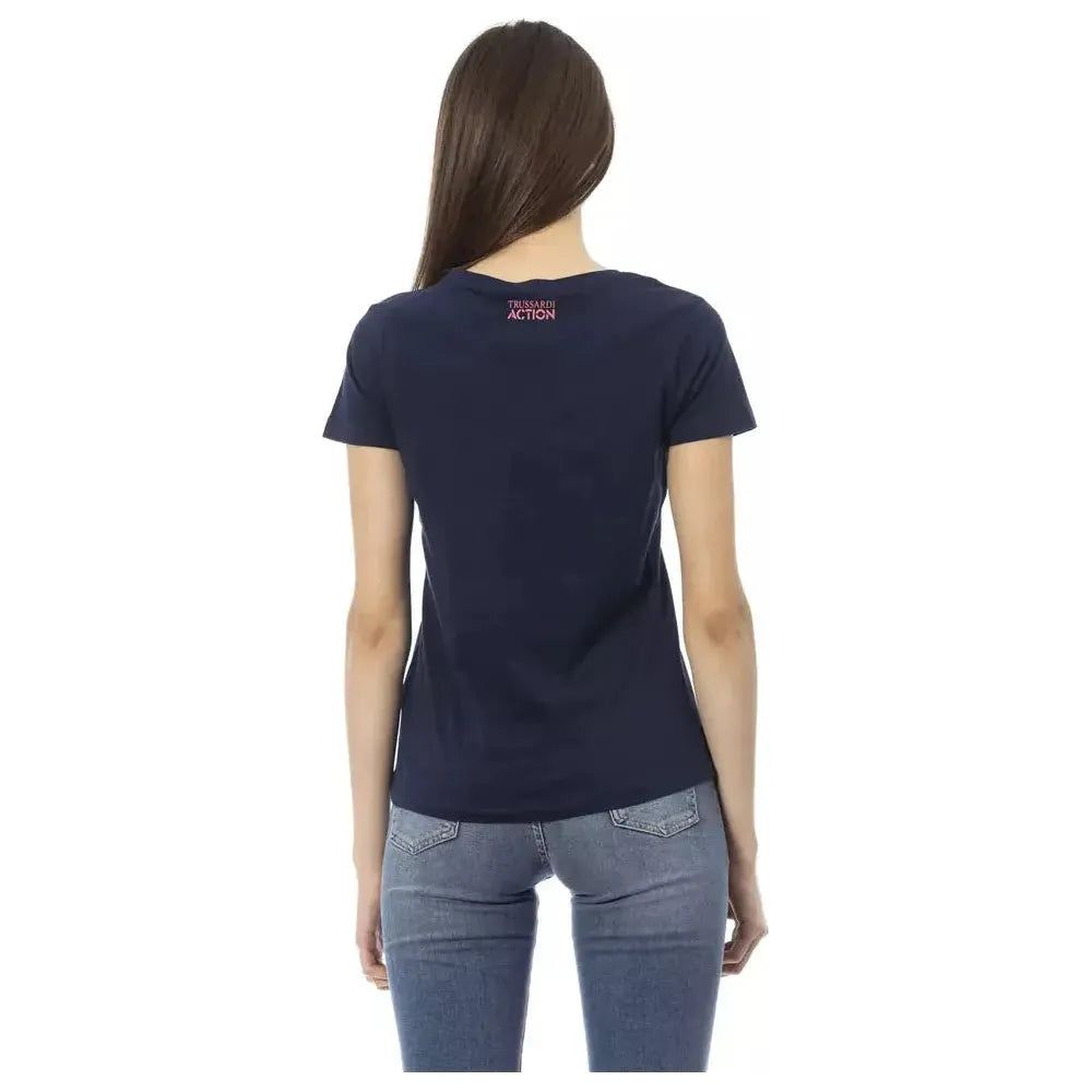Trussardi Action Blue Cotton Women T-Shirt TR-23027-XS