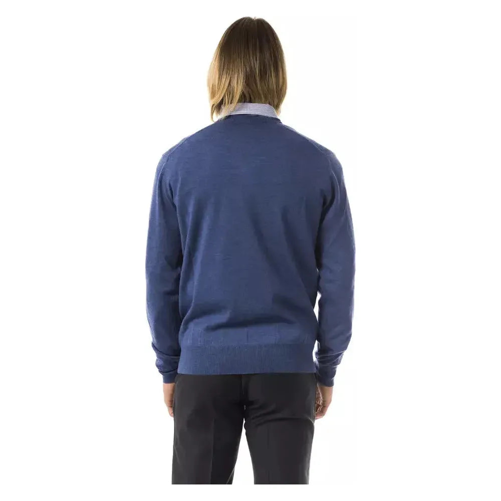 Uominitaliani Blue Merino Wool Men's Sweater