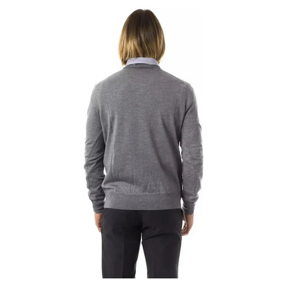 Uominitaliani Gray Merino Wool Men Sweater