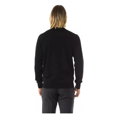 Uominitaliani Black Merino Wool Men's Sweater