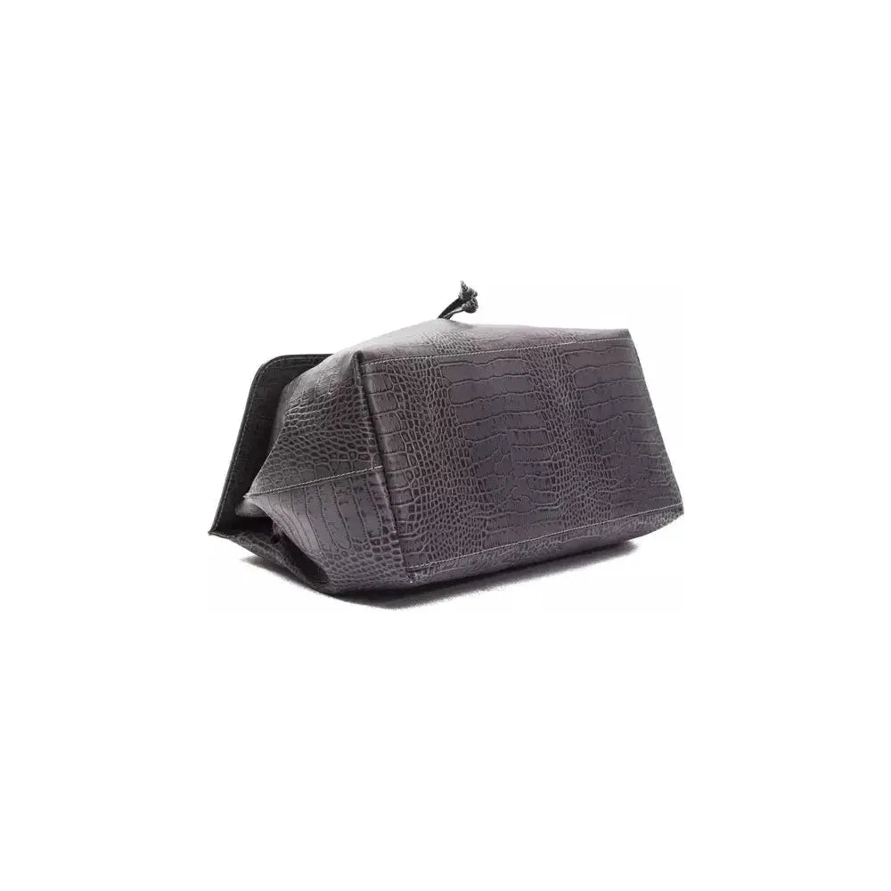 Pompei Donatella Gray Leather Women Shoulder Bag