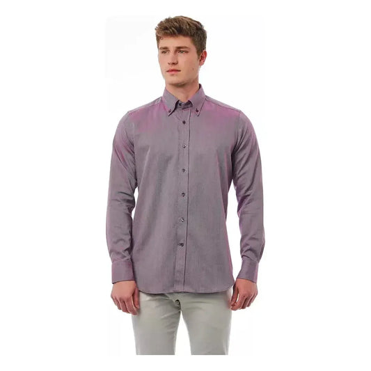 Bagutta Burgundy Cotton Men Shirt