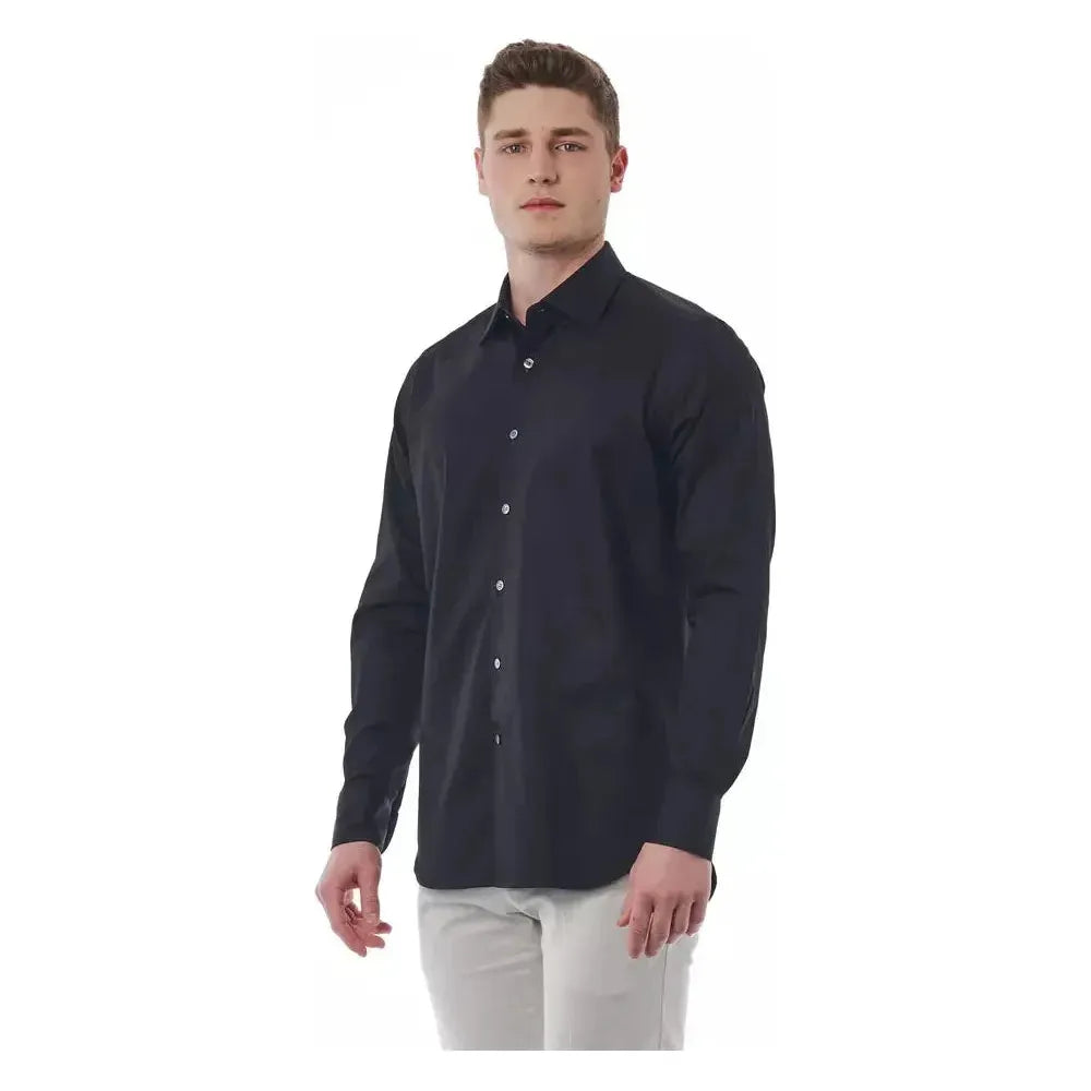 Bagutta Black Cotton Men Shirt1728,67345744032,Bagutta,Black,Clothing,Dress Shirts - Shirts - Clothing,IT44 | XS,Men,Men - Clothing,New with tags,Shirts - Clothing,Shirts - Men - Clothing