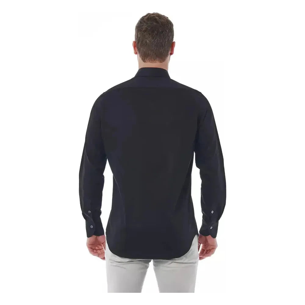Bagutta Black Cotton Men Shirt1728,67345744032,Bagutta,Black,Clothing,Dress Shirts - Shirts - Clothing,IT44 | XS,Men,Men - Clothing,New with tags,Shirts - Clothing,Shirts - Men - Clothing