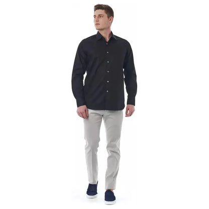 Bagutta Black Cotton Men Shirt1728,67345744032,Bagutta,Black,Clothing,Dress Shirts - Shirts - Clothing,IT44 | XS,Men,Men - Clothing,New with tags,Shirts - Clothing,Shirts - Men - Clothing