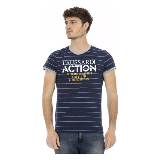 Trussardi Action Blue Cotton Men T-Shirt TR-22772-L