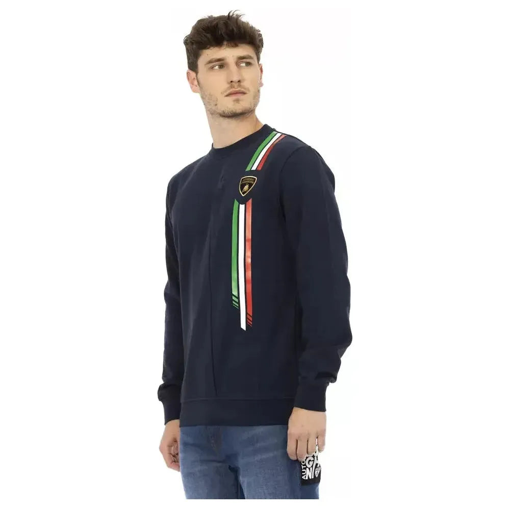 Automobili Lamborghini Blue Cotton Men Sweater with Chest Pocket AU-22642-L
