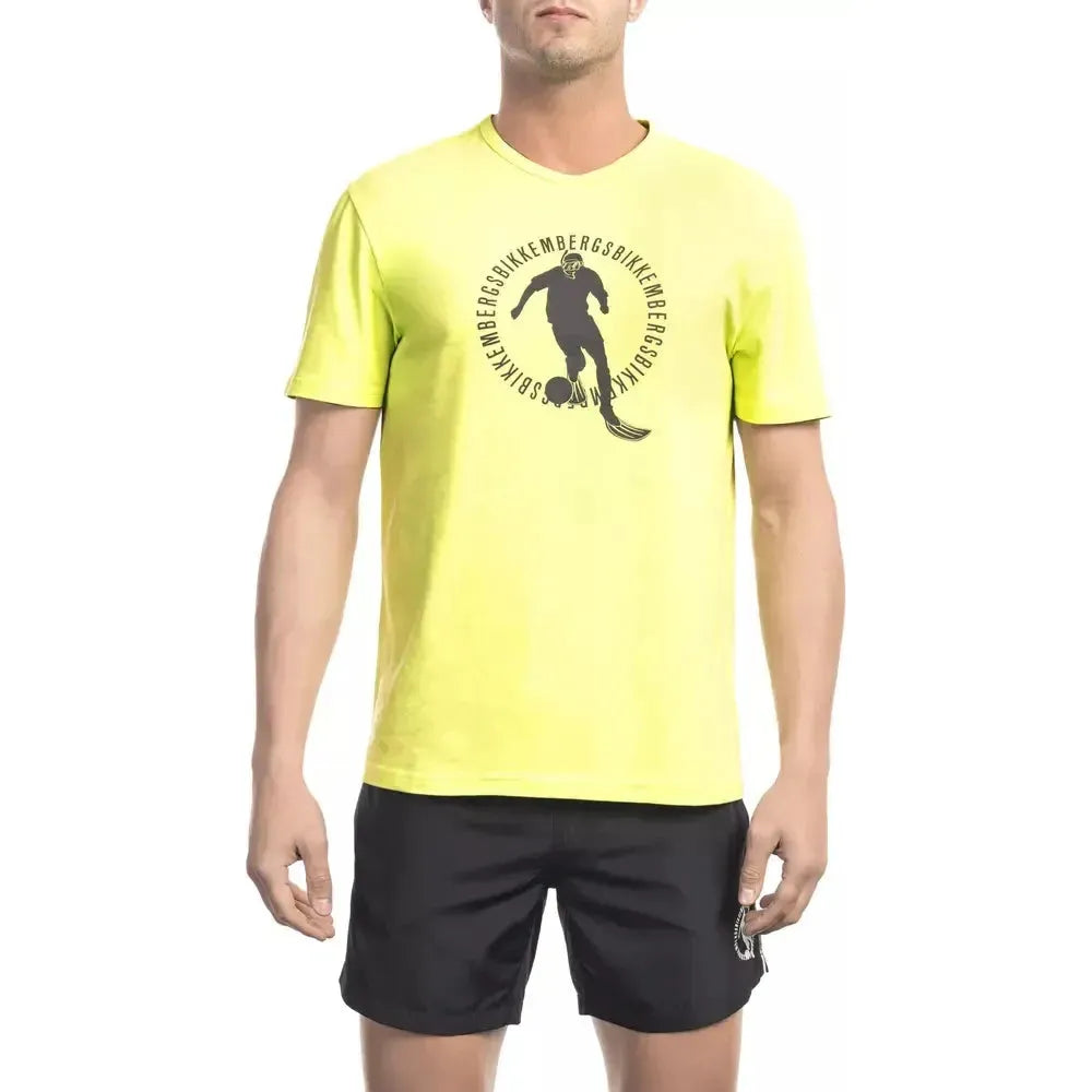 Bikkembergs Yellow Cotton Men T-Shirt BI-22058-M