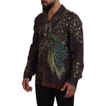 Dolce & Gabbana Bordeaux Ostrich Silk Satin Casual Mens Shirt TSH83583- IT3