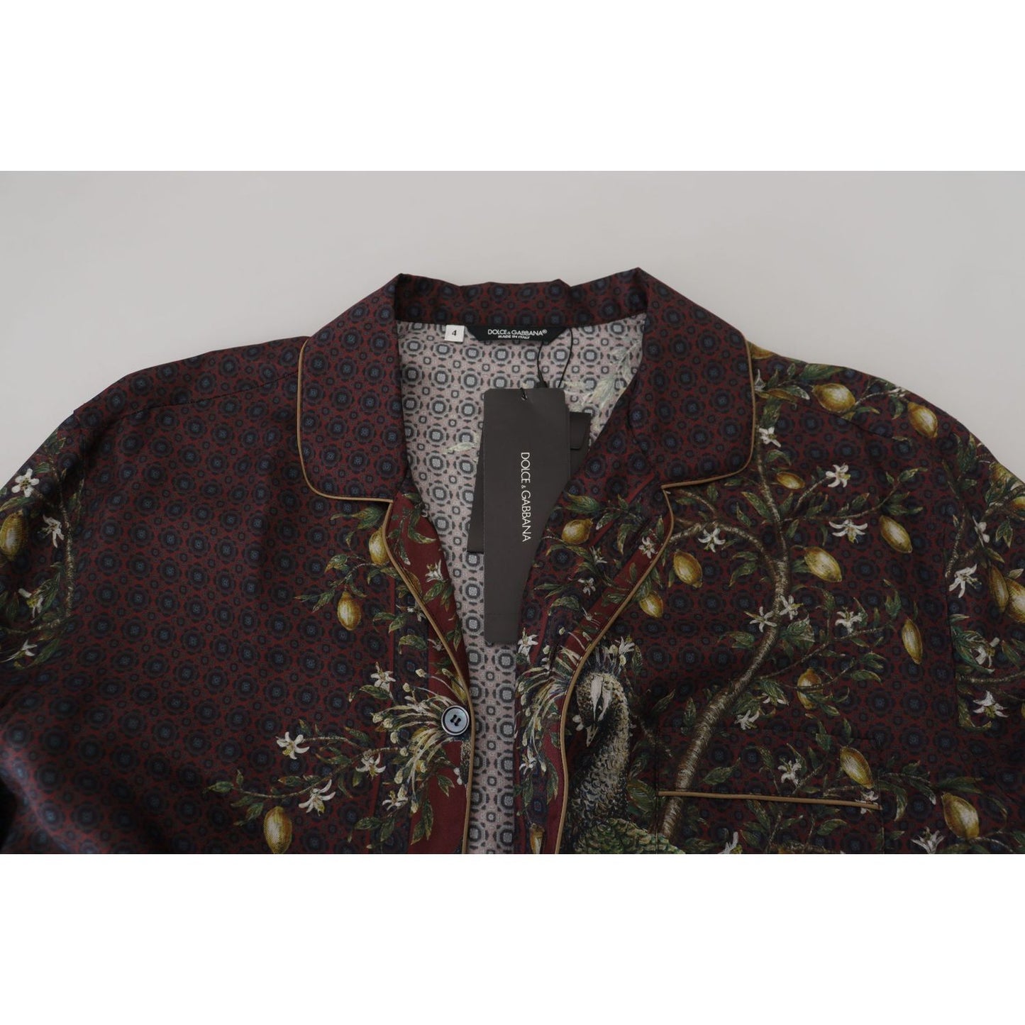 Dolce & Gabbana Bordeaux Ostrich Silk Satin Casual Mens Shirt TSH83583- IT3