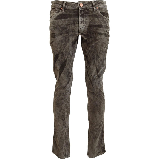 Acht Gray Washed Cotton Corduroy Slim Fit Men Jeans 1728,67345645728,Acht,Clothing,Gray,IT48 | M,Jeans & Pants - Men - Clothing,Jeans Denim - Clothing,Material: 97% Cotton 3% Elastane,Men,Men - Clothing,New with tags,Slim Fit Jeans - Jeans Denim - Clothin