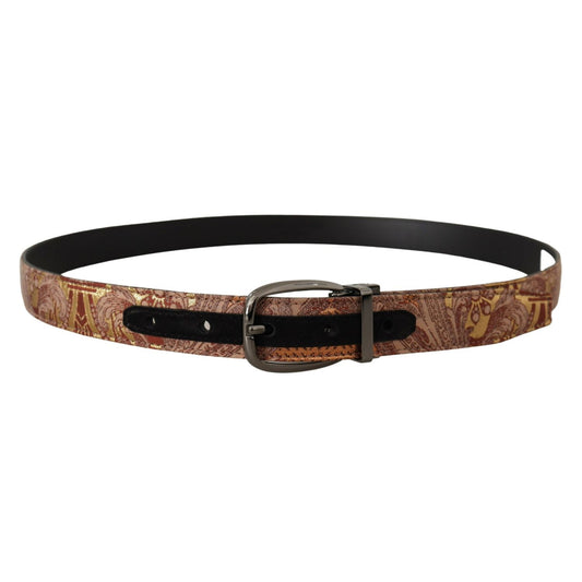 Dolce & Gabbana Multicolor Embossed Leather Black Metal Buckle Belt
