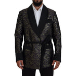 Dolce & Gabbana Gold Jacquard Robe Jacket Dolce & Gabbana Black