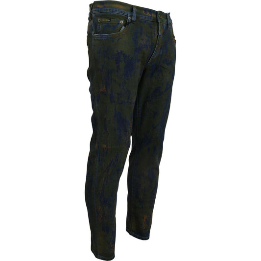 Dolce & Gabbana Blue Green Skinny Cotton Denim Jeans PAN74547- 44