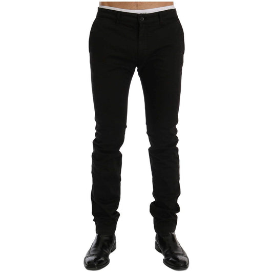 GF Ferre Black Cotton Stretch Chinos Pants 1728,3% Elastane,67345645728,Black,Chino Pants - Pants - Clothing,Clothing,GF Ferre,IT54 | XXL,Jeans & Pants - Men - Clothing,Material: 97% Cotton,Men,Men - Clothing,New with tags,Pants - Clothing