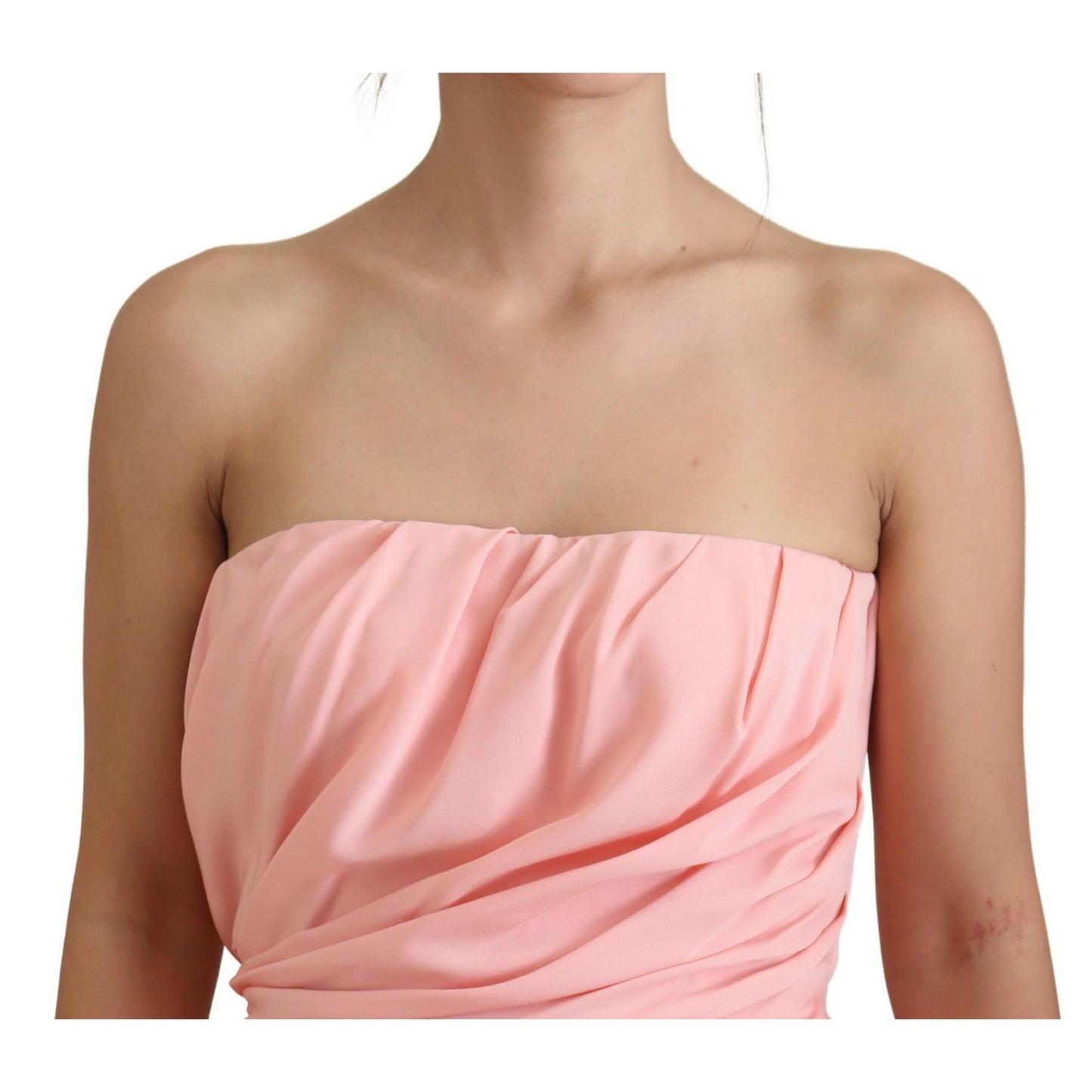 Dolce & Gabbana Pink Silk Stretch Strapless Sheath Dress