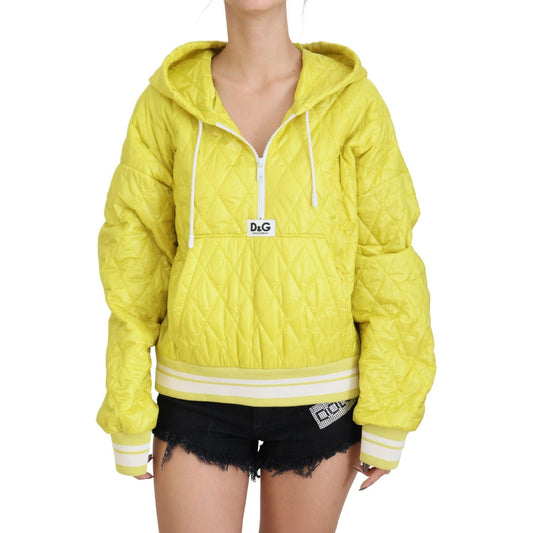 Dolce & Gabbana Yellow Nylon Quilted Hooded Pullover Jacket TSH83715- 40