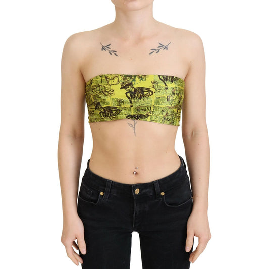 John Galliano Yellow Newspaper Print Cropped Blouse TSH83271-S