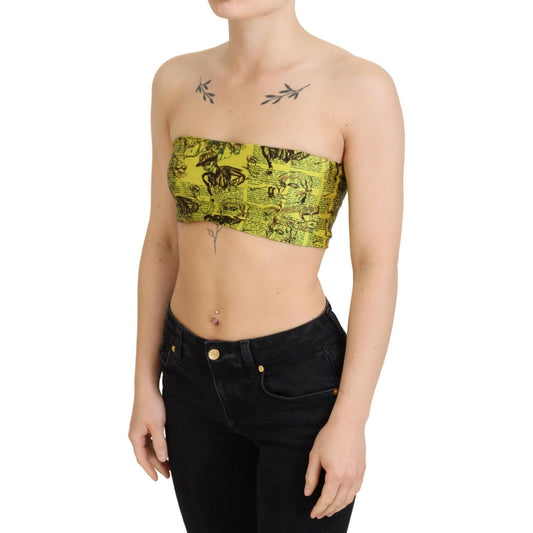 John Galliano Yellow Newspaper Print Cropped Blouse TSH83271-S
