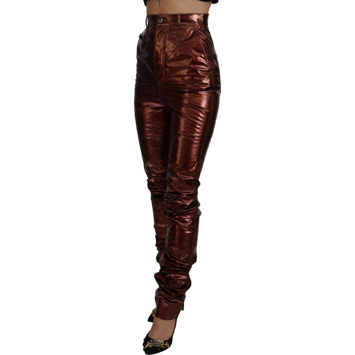 Dolce & Gabbana Metallic Bronze High Waist Skinny Jeans PAN74203- 40