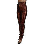 Dolce & Gabbana Metallic Bronze High Waist Skinny Jeans PAN74203- 40