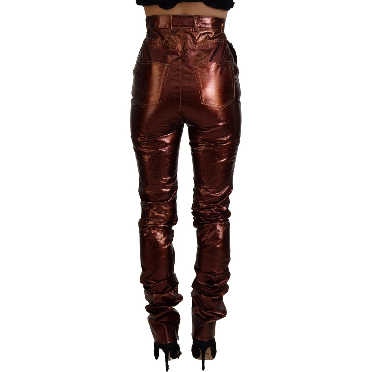 Dolce & Gabbana Metallic Bronze High Waist Skinny Jeans PAN74203- 40