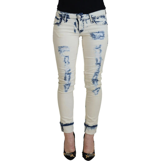 Acht White Blue Cotton Skinny Women Tattered Denim Jeans 11% Elastane,1728,67345645728,Acht,Blue and White,Clothing,Jeans & Pants - Women - Clothing,Jeans Denim - Clothing,Material: 89% Cotton,New with tags,Skinny Jeans - Jeans Denim - Clothing,W26,Women,