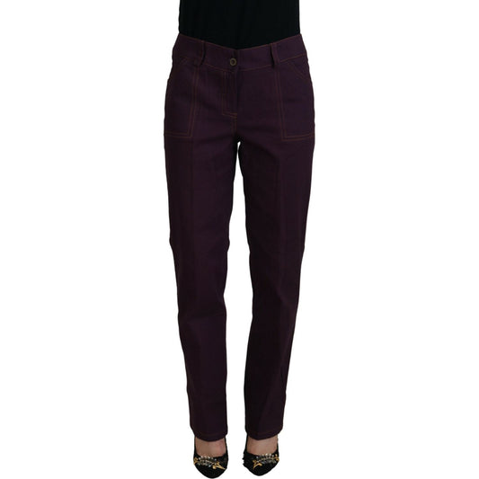 BENCIVENGA Purple Cotton Mid Waist Women Tapered Pants 1728,67345645728,BENCIVENGA,Clothing,IT44|L,IT50 | XXL,Jeans & Pants - Women - Clothing,Jeans Denim - Clothing,Material: 95% Cotton 5% Elastane,New with tags,Purple,Tapered Jeans - Jeans Denim - Cloth