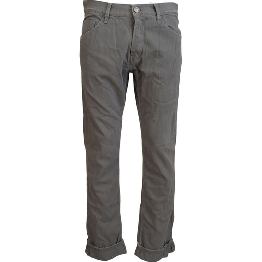 Acht Gray Cotton Straight Fit Folded Hem Casual Denim Jeans 1728,67345645728,Acht,Clothing,Gray,IT48 | M,Jeans & Pants - Men - Clothing,Jeans Denim - Clothing,Material: 100% Cotton,Men,Men - Clothing,New with tags,Straight-Leg Jeans - Jeans Denim - Clothi