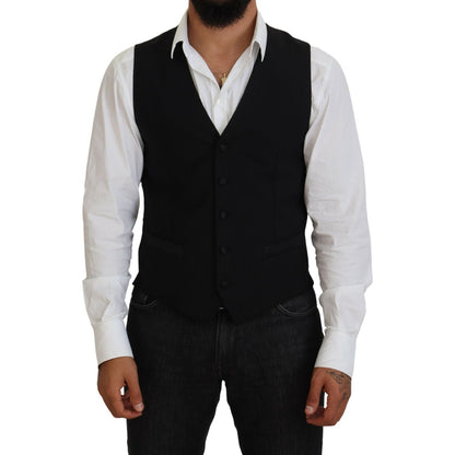 Dolce & Gabbana Dark Gray Virgin Wool Waistcoat Formal Vest