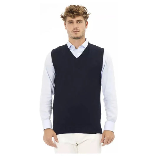 Alpha Studio Blue Viscose Men Jacket AL-23580-IT46 | S
