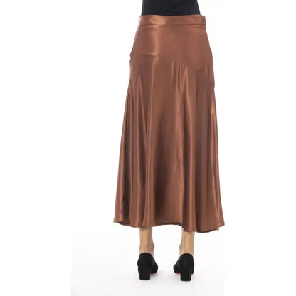 Alpha Studio Brown Viscose Women Skirt 1728,67345744032,Alpha Studio,Brown,Clothing,IT42|M,Long - Skirts - Clothing,New with tags,Skirts - Clothing,Skirts - Women - Clothing,Women,Women - Clothing